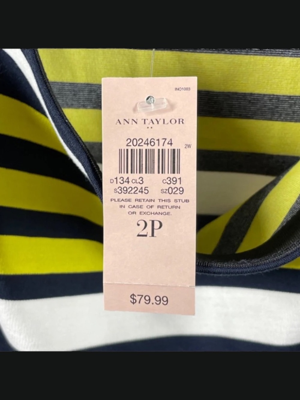 NEW Ann Taylor Skirt Womens 2 petite blue green stripe pencil preppy classic - Picture 3 of 7